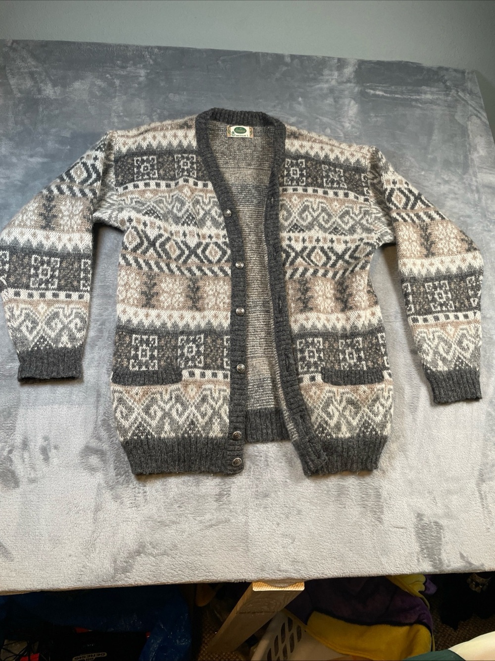 Icewear Cardigan 100% Wool Sweater LG Nordic Knit Winter 90s Vtg